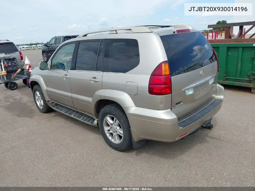 2003 Lexus Gx 470 VIN: JTJBT20X930014196 Lot: 42467486