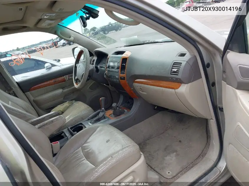 2003 Lexus Gx 470 VIN: JTJBT20X930014196 Lot: 42467486