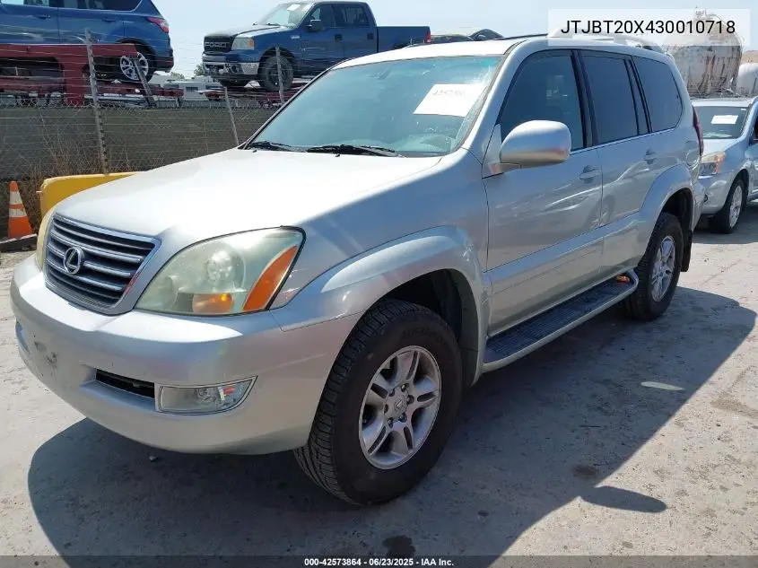 2003 Lexus Gx 470 VIN: JTJBT20X430010718 Lot: 42573864