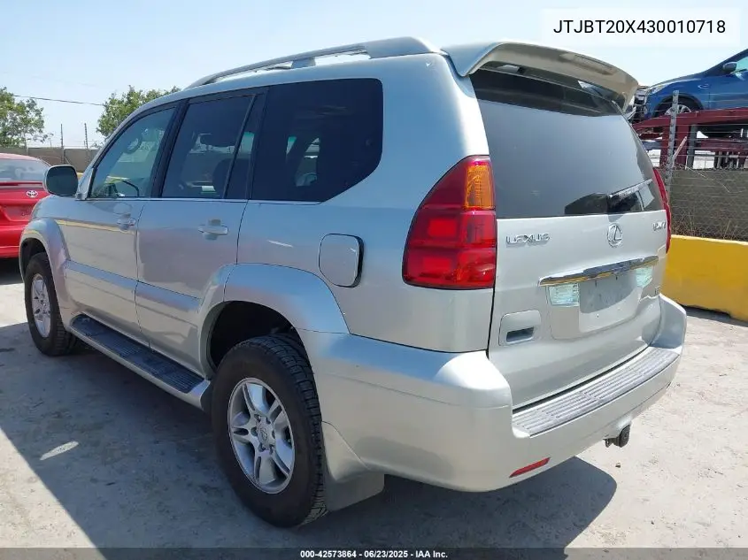 2003 Lexus Gx 470 VIN: JTJBT20X430010718 Lot: 42573864
