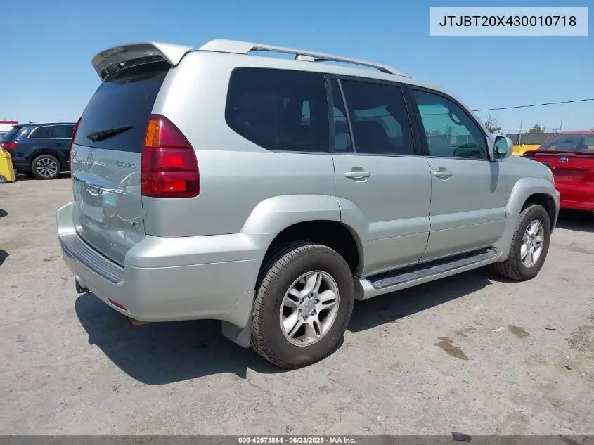 2003 Lexus Gx 470 VIN: JTJBT20X430010718 Lot: 42573864