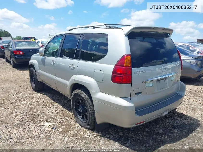 2004 Lexus Gx 470 VIN: JTJBT20X640035217 Lot: 42156303