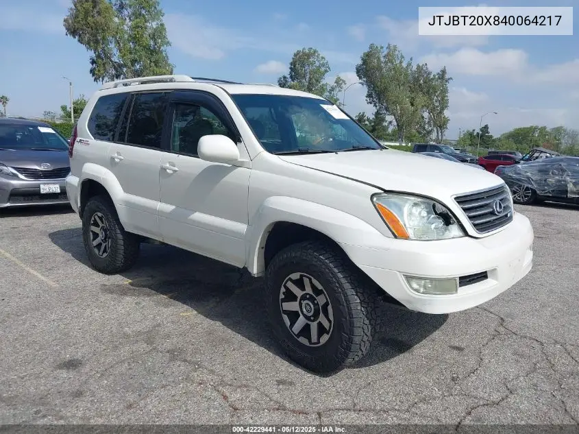 2004 Lexus Gx 470 470 VIN: JTJBT20X840064217 Lot: 42229441