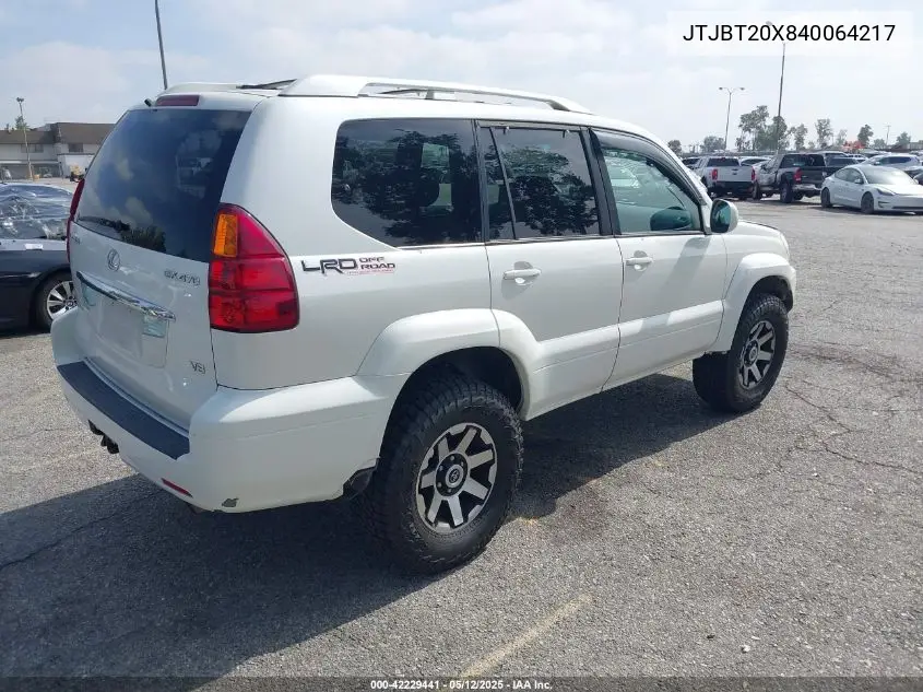 2004 Lexus Gx 470 470 VIN: JTJBT20X840064217 Lot: 42229441