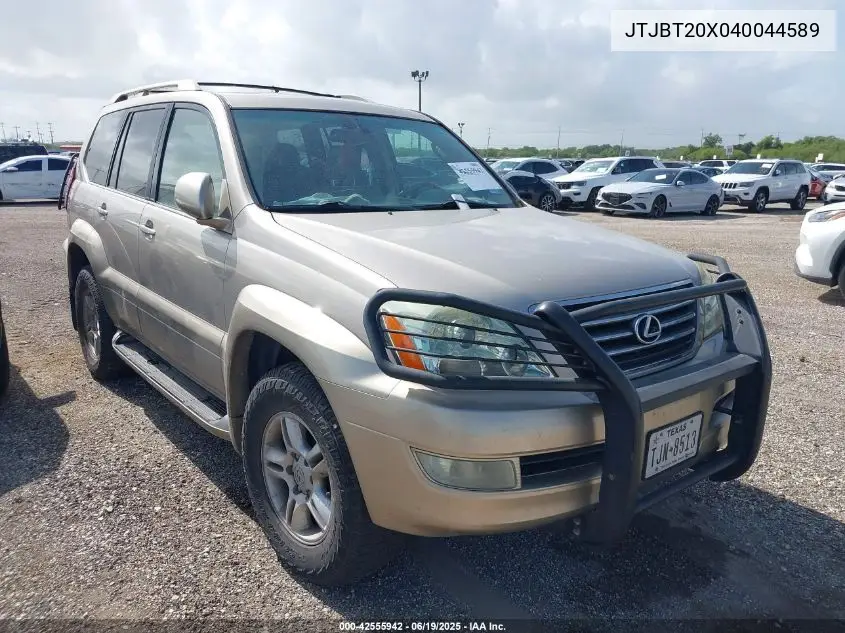 2004 Lexus Gx 470 VIN: JTJBT20X040044589 Lot: 42555942