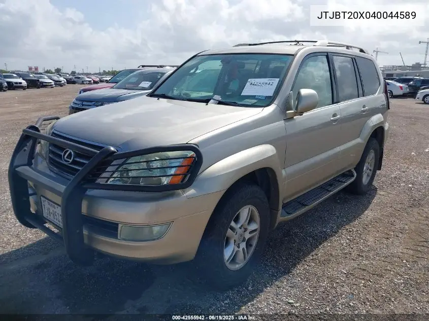 2004 Lexus Gx 470 VIN: JTJBT20X040044589 Lot: 42555942