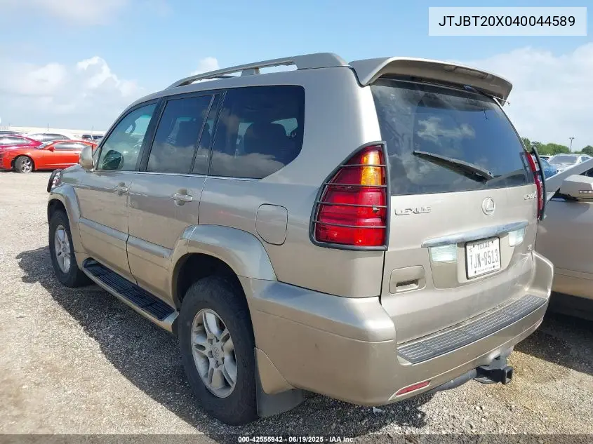 2004 Lexus Gx 470 VIN: JTJBT20X040044589 Lot: 42555942