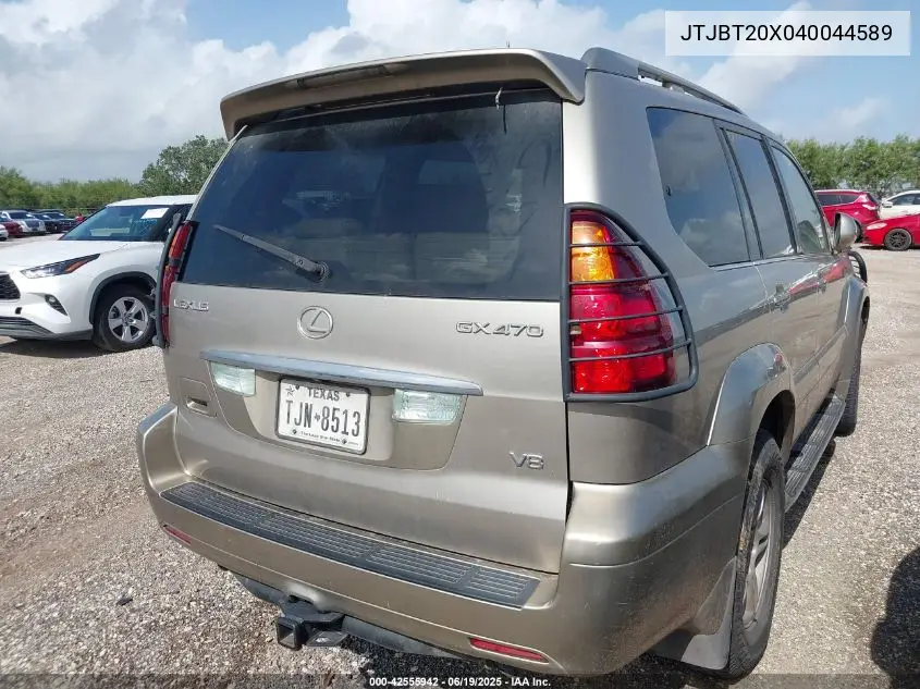 2004 Lexus Gx 470 VIN: JTJBT20X040044589 Lot: 42555942