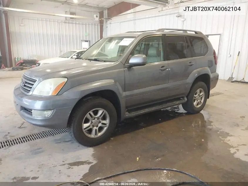 2004 Lexus Gx 470 VIN: JTJBT20X740062104 Lot: 42565734
