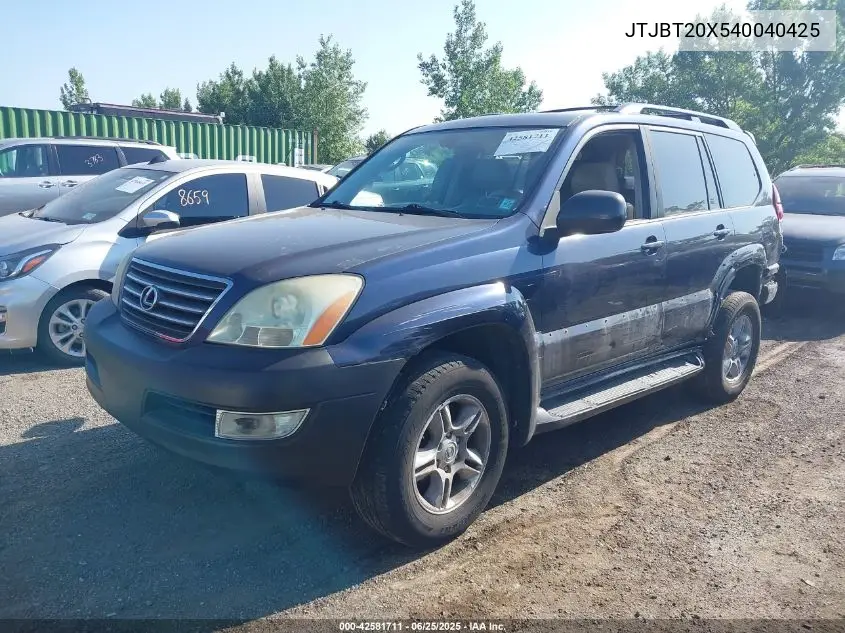 2004 Lexus Gx 470 VIN: JTJBT20X540040425 Lot: 42581711