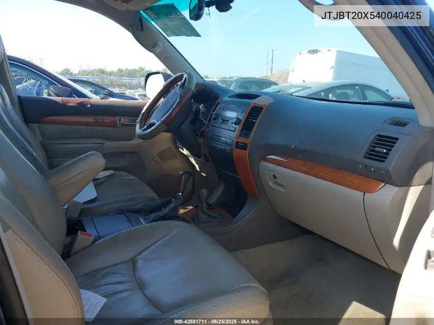 2004 Lexus Gx 470 VIN: JTJBT20X540040425 Lot: 42581711