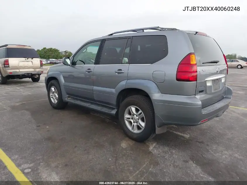 2004 Lexus Gx 470 VIN: JTJBT20XX40060248 Lot: 42623744