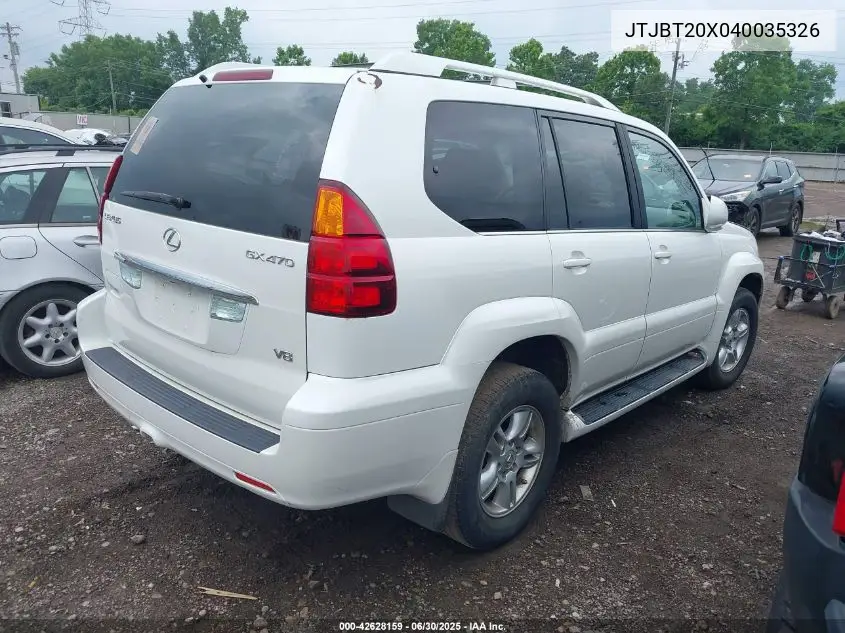 jtjbt20x040035326 JTJBT20X040035326 2004 Lexus Gx 470