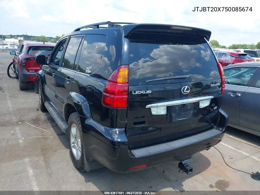2005 Lexus Gx 470 VIN: JTJBT20X750085674 Lot: 42617481