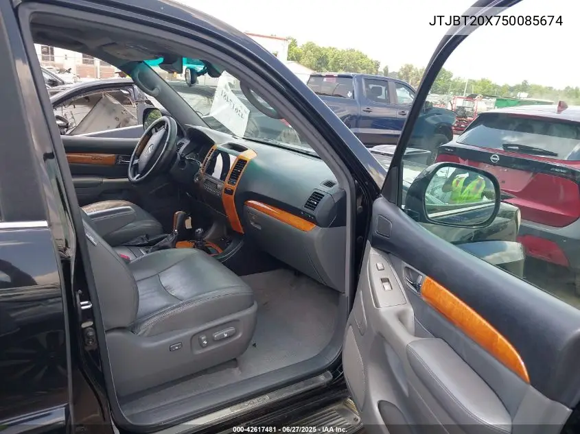 2005 Lexus Gx 470 VIN: JTJBT20X750085674 Lot: 42617481