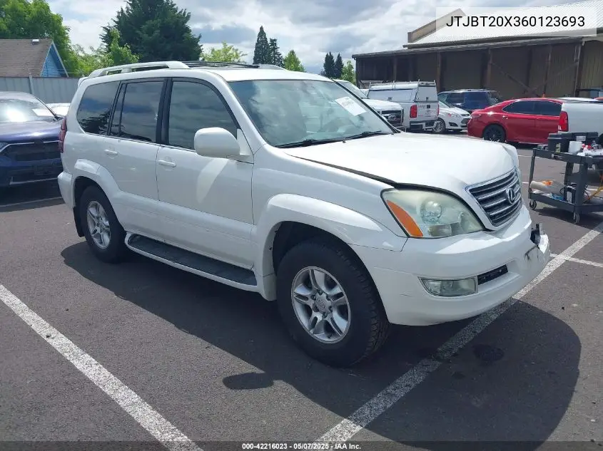 2006 Lexus Gx 470 VIN: JTJBT20X360123693 Lot: 42216023