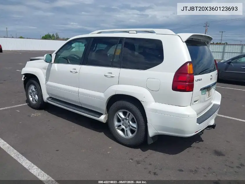 2006 Lexus Gx 470 VIN: JTJBT20X360123693 Lot: 42216023