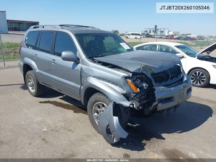 2006 Lexus Gx 470 VIN: JTJBT20X260105346 Lot: 42217103