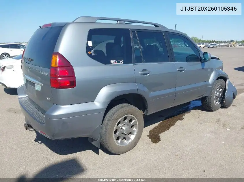 2006 Lexus Gx 470 VIN: JTJBT20X260105346 Lot: 42217103