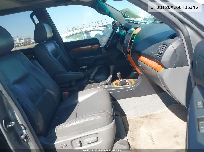 2006 Lexus Gx 470 VIN: JTJBT20X260105346 Lot: 42217103