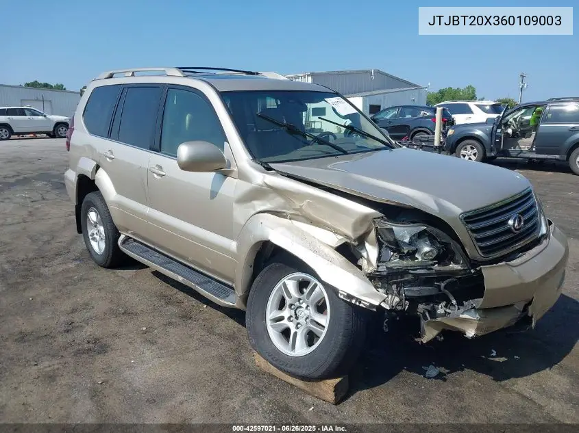 2006 Lexus Gx 470 VIN: JTJBT20X360109003 Lot: 42597021