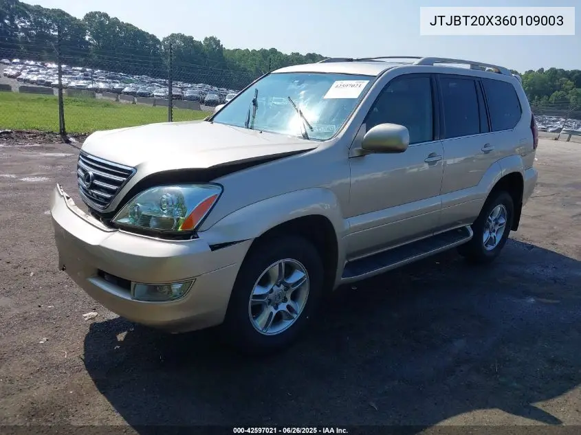 2006 Lexus Gx 470 VIN: JTJBT20X360109003 Lot: 42597021