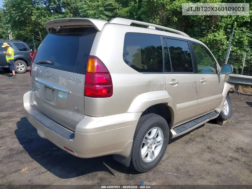 2006 Lexus Gx 470 VIN: JTJBT20X360109003 Lot: 42597021
