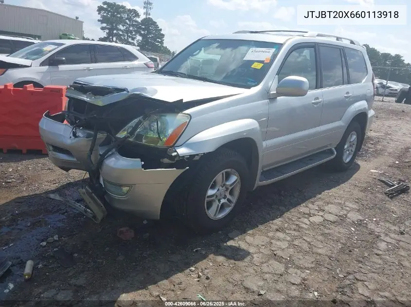 2006 Lexus Gx 470 VIN: JTJBT20X660113918 Lot: 42609066