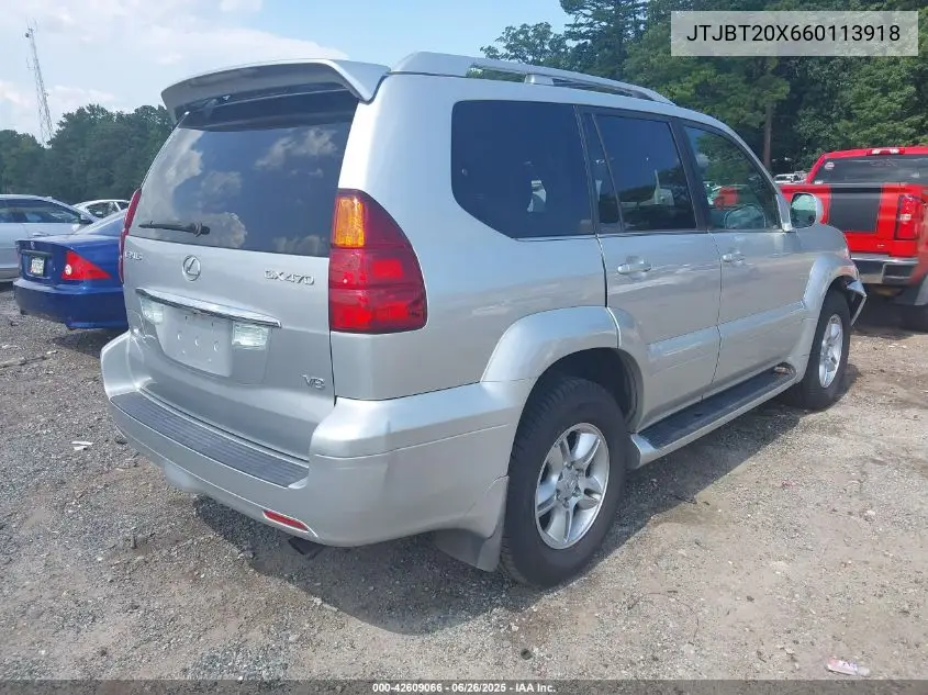 2006 Lexus Gx 470 VIN: JTJBT20X660113918 Lot: 42609066