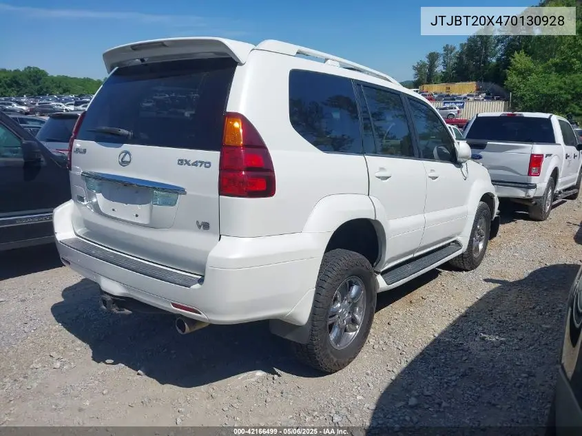 2007 Lexus Gx 470 VIN: JTJBT20X470130928 Lot: 42166499