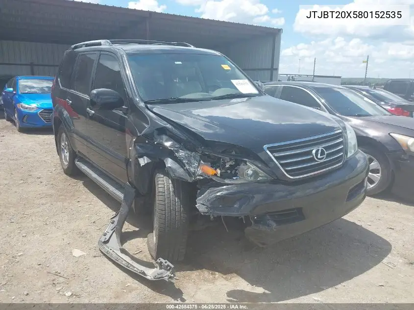 2008 Lexus Gx 470 VIN: JTJBT20X580152535 Lot: 42584375