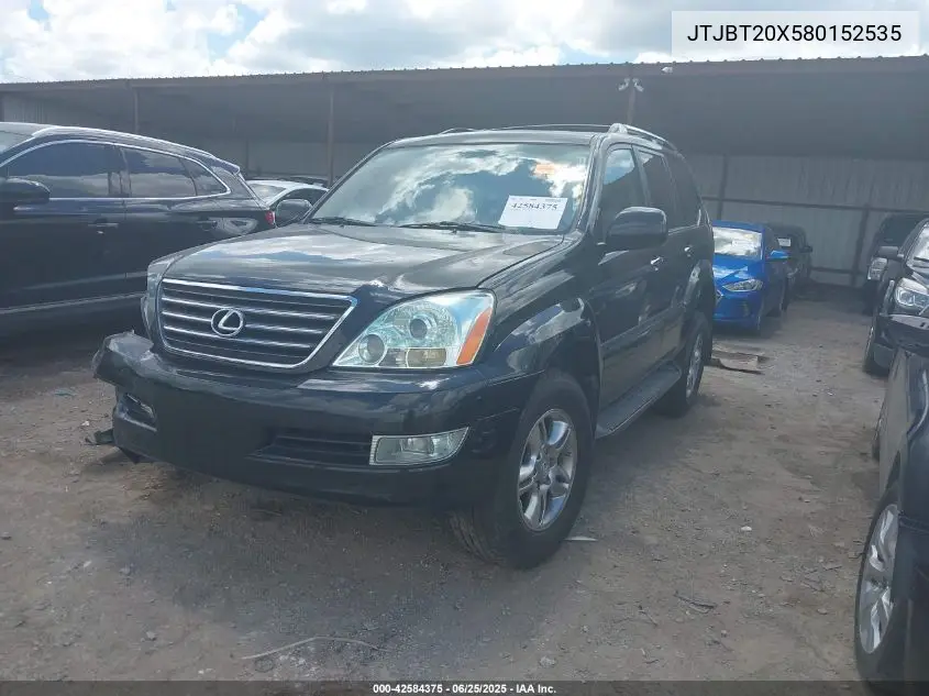 2008 Lexus Gx 470 VIN: JTJBT20X580152535 Lot: 42584375