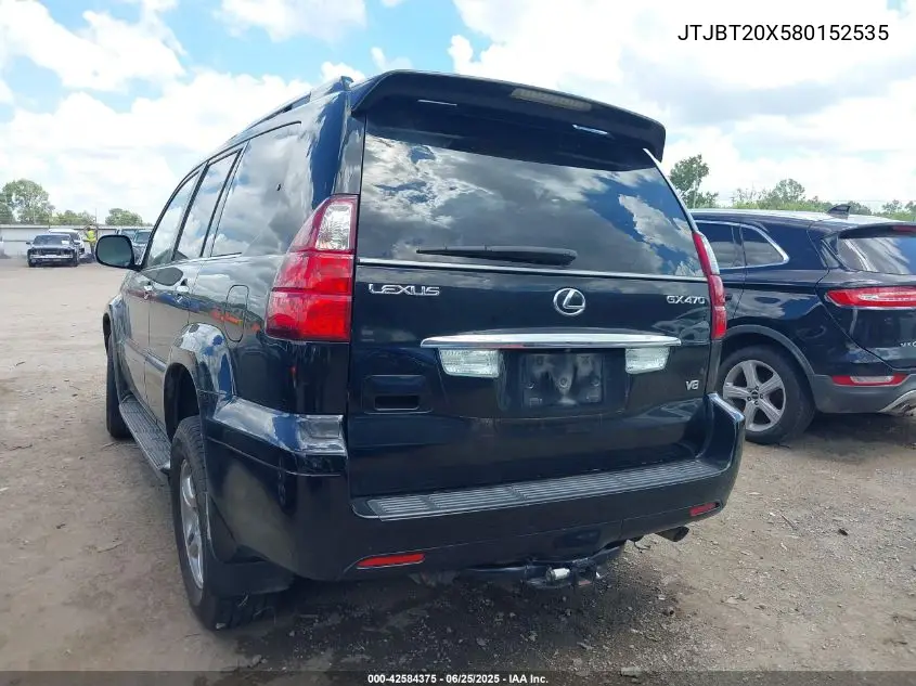 2008 Lexus Gx 470 VIN: JTJBT20X580152535 Lot: 42584375