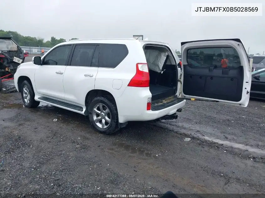 2011 Lexus Gx 460 VIN: JTJBM7FX0B5028569 Lot: 42177369