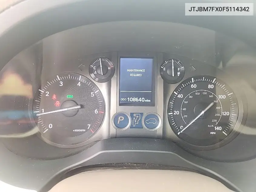 2015 Lexus Gx 460 VIN: JTJBM7FX0F5114342 Lot: 42246618