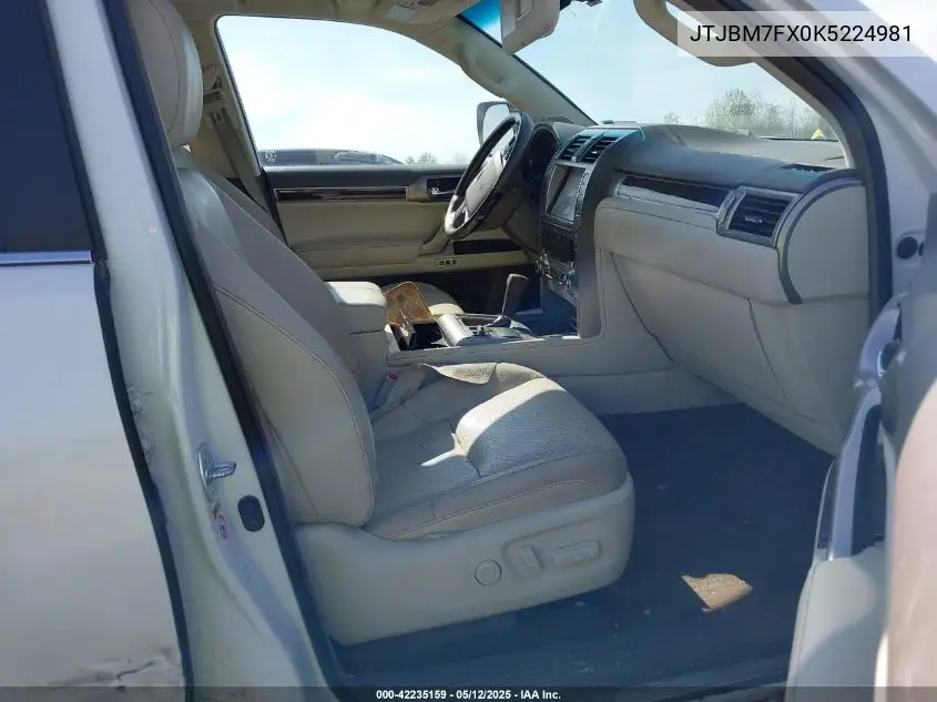 2019 Lexus Gx 460 Premium VIN: JTJBM7FX0K5224981 Lot: 42235159