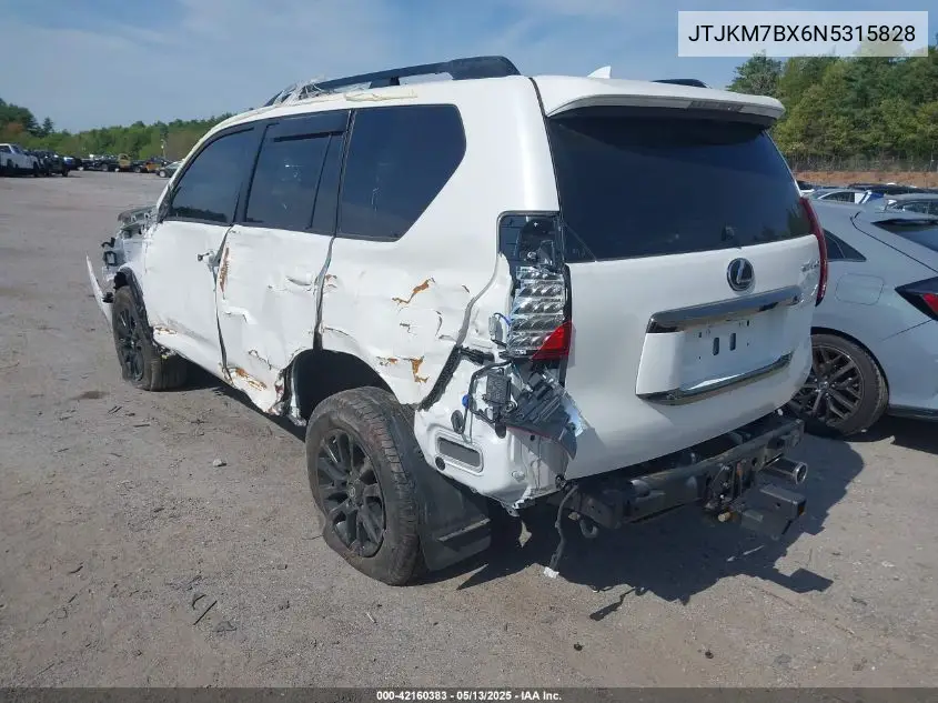 2022 Lexus Gx 460 VIN: JTJKM7BX6N5315828 Lot: 42160383
