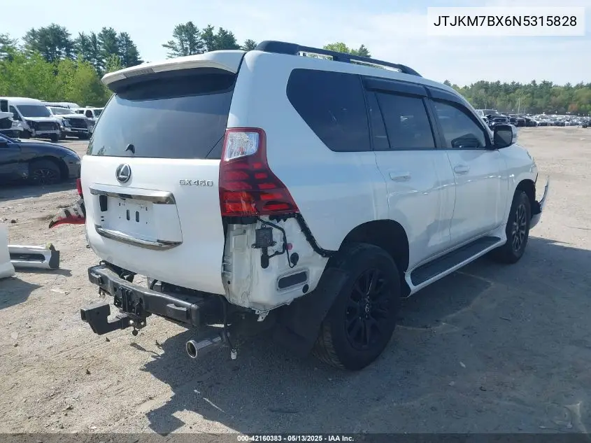 2022 Lexus Gx 460 VIN: JTJKM7BX6N5315828 Lot: 42160383