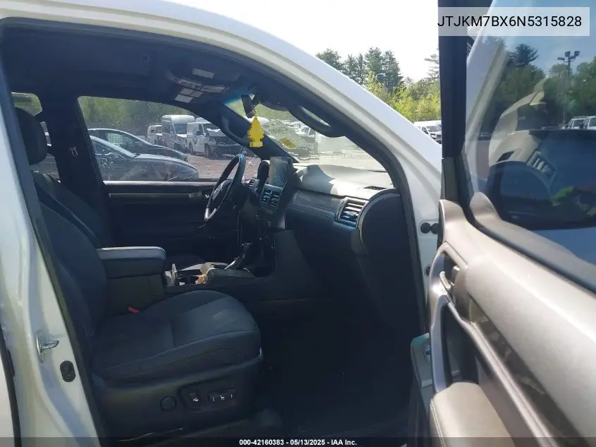 2022 Lexus Gx 460 VIN: JTJKM7BX6N5315828 Lot: 42160383