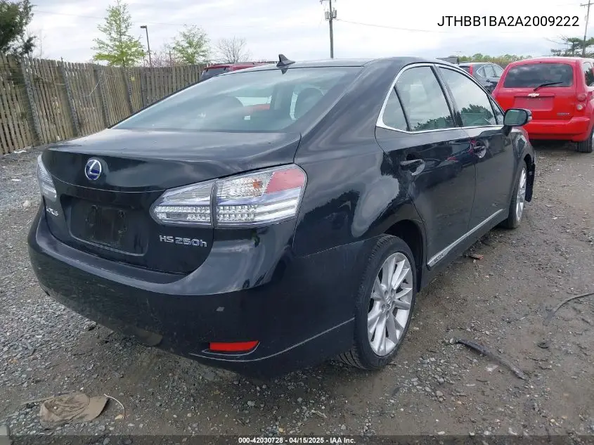 2010 Lexus Hs 250H Premium VIN: JTHBB1BA2A2009222 Lot: 42030728