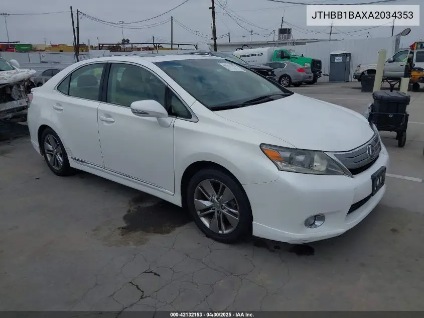 2010 Lexus Hs 250H VIN: JTHBB1BAXA2034353 Lot: 42132153