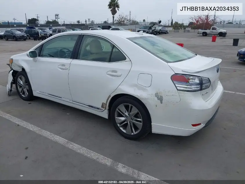 2010 Lexus Hs 250H VIN: JTHBB1BAXA2034353 Lot: 42132153