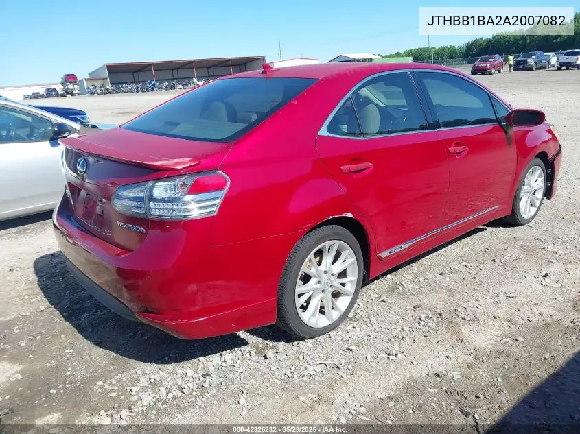 2010 Lexus Hs 250H Premium VIN: JTHBB1BA2A2007082 Lot: 42326232