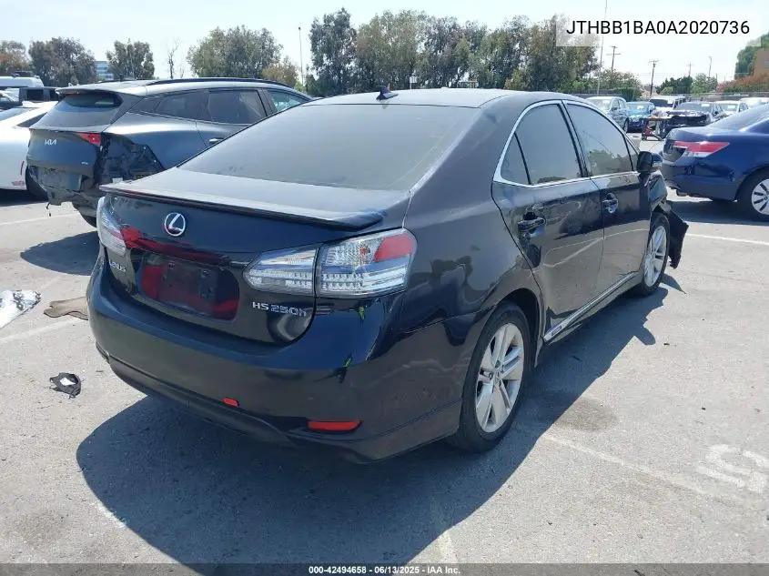2010 Lexus Hs 250H VIN: JTHBB1BA0A2020736 Lot: 42494658
