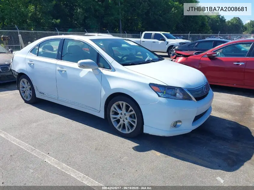 2010 Lexus Hs 250H Premium VIN: JTHBB1BA7A2008681 Lot: 42525217