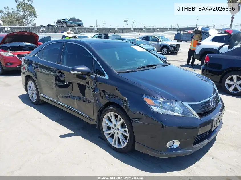 2010 Lexus Hs 250H Premium VIN: JTHBB1BA4A2026636 Lot: 42540618