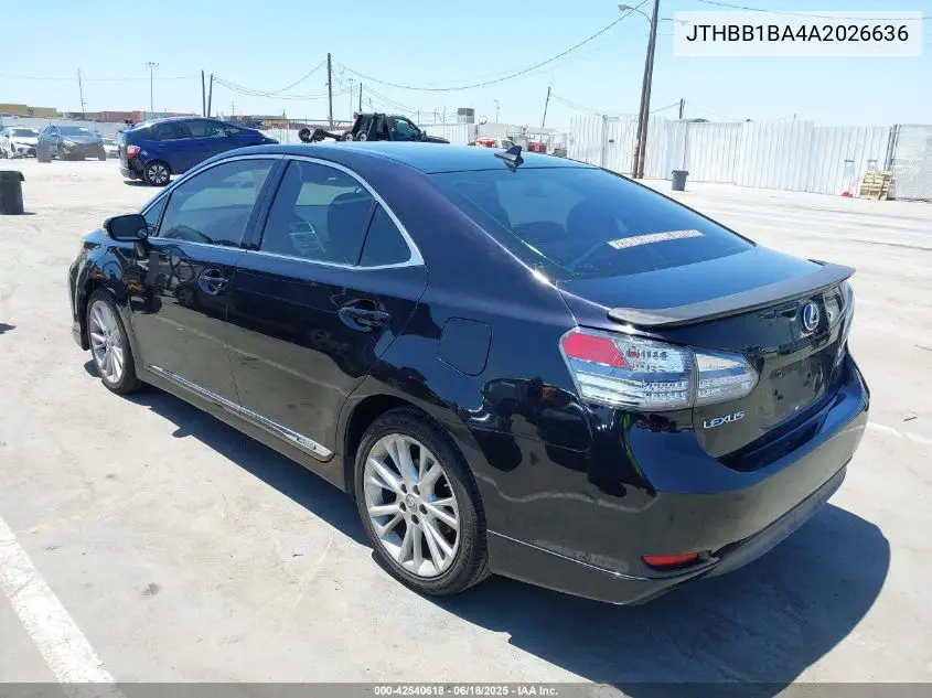 2010 Lexus Hs 250H Premium VIN: JTHBB1BA4A2026636 Lot: 42540618