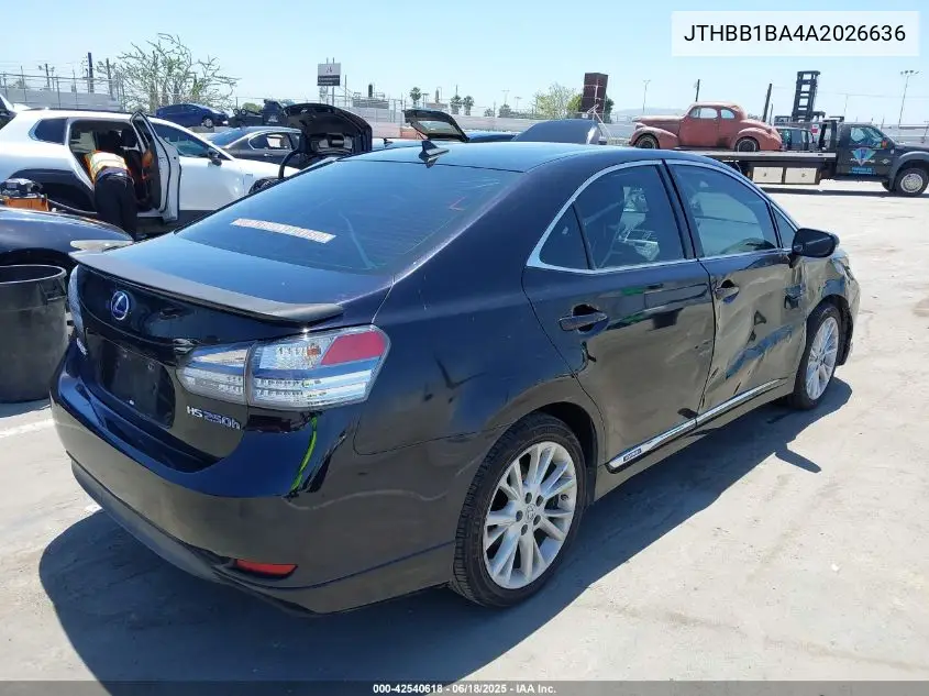 2010 Lexus Hs 250H Premium VIN: JTHBB1BA4A2026636 Lot: 42540618