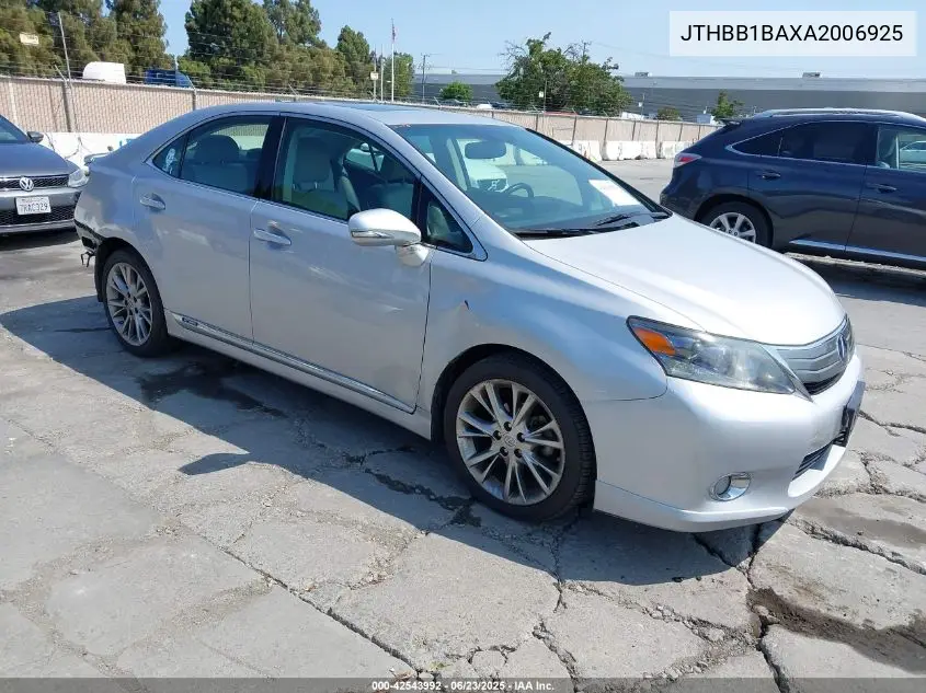 2010 Lexus Hs 250H VIN: JTHBB1BAXA2006925 Lot: 42543992