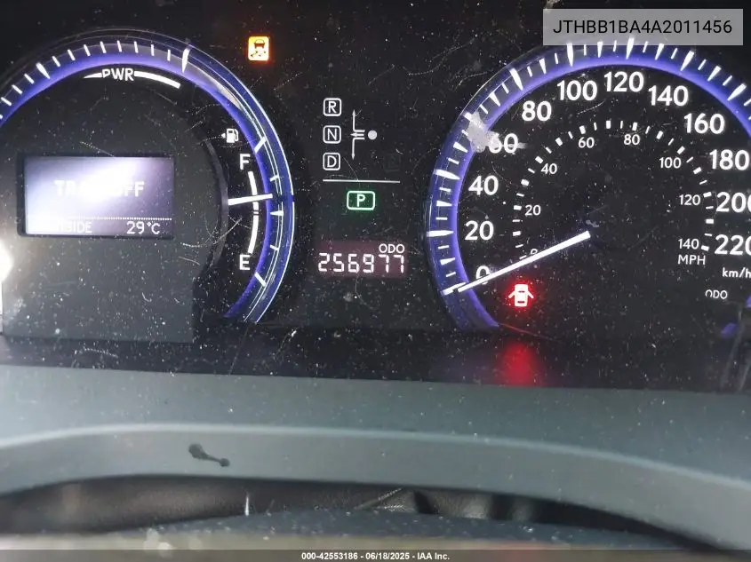 2010 Lexus Hs 250H Premium/Premium Luxury VIN: JTHBB1BA4A2011456 Lot: 42553186